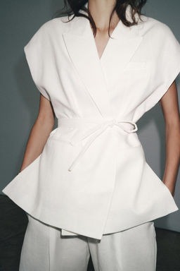 ZW COLLECTION LINEN BLEND DOUBLE-BREASTED WAISTCOAT