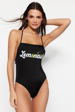 Siyah Kare Yaka Bask?l? Normal Paca Mayo TBESS23MA00259