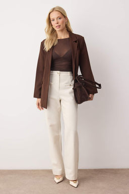 Ekru Tuvit Dugme Detayl? Pantolon TWOAW26PL00172