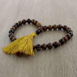 Четки камень бычий глаз с хвостиком, бусины 12мм - Agat77 фото 2