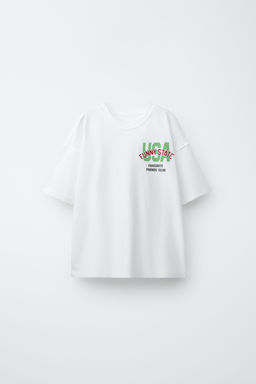 CAMISETA ESTAMPADO TEXTO / Crudo claro