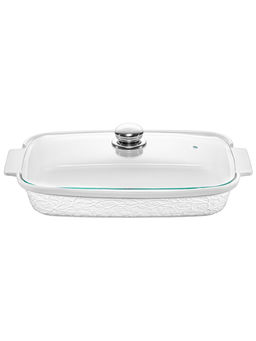 Блюдо д/запекания и сервировки 1,8 л 34*21,5*10,5 см Веточки-цветочки со стеклян.крышк.,прямоугол - Elan gallery фото 3