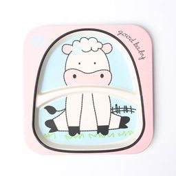 Набор детской посуды Коровка из бамбука, 5 предметов: тарелка, миска, стакан, столовые приборы - Крошка я фото 3