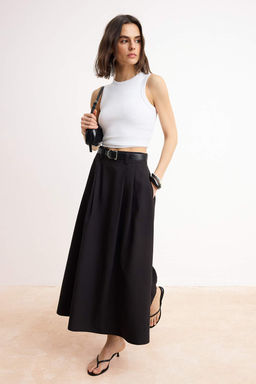 Trendyolmilla Siyah Pileli Maxi Boy Etek TEDAW25ET00000  фото 23