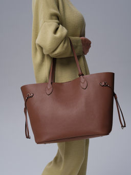 Сумка кожаная шоппер Deboro 30890 темный орех