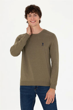 U. S. Polo Assn Мужской базовый свитер хаки меланжевого цвета