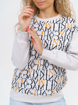 892 Свитшот "Светло-серый/буквы/оранжевый"