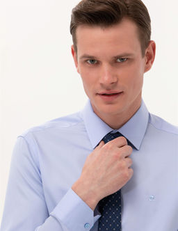 Koyu Mavi Slim Fit Uzun Kollu Klasik G_mlek