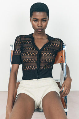 OPEN KNIT POLO TOP - Zara фото 2