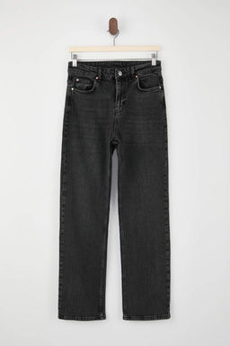 Siyah Yuksek Bel Az Esnek Straight Duz Kesim Jeans TWOSS26JE00095