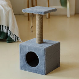 Домик для животных, с когтеточкой и полкой, джут, 32 х 32 х 64 см, серый - Simaland фото 10