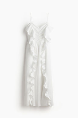 Vestido de volantes en mezcla de lino