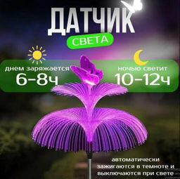 Светодиодная Медуза с бабочкой , Красивейший уличный фонарь для освещения придомовой территории, 7 цветов - 1000 деталей фото 3