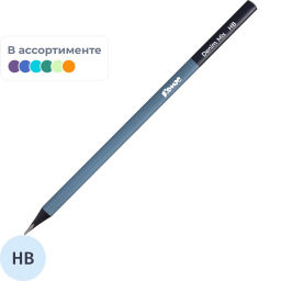 Карандаш чернографитный Комус Denim Mix, черн.дер., трехг, б/ласт, в асс  фото 2