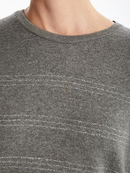 Bisiklet Yaka ?izgili Kad?n Triko Kazak