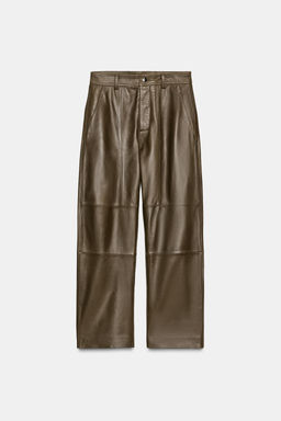 ZW COLLECTION LIMITED EDITION STRAIGHT LEATHER TROUSERS - Zara фото 2