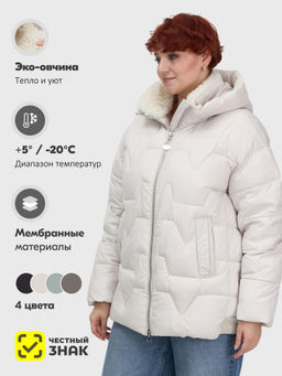 Куртка зимняя женская из овчина стильная и модная бежевого цвета 7309B - Visdeer фото 18