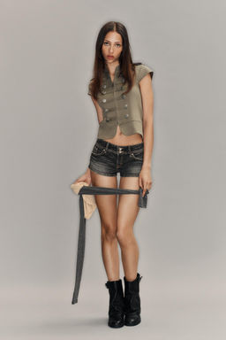 SHORTS MINI DENIM TRF TIRO BAJO / Negro - Zara фото 2