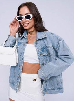 K11860 Джинсовая рубашка OVER SIZE ГОЛУБОЙ