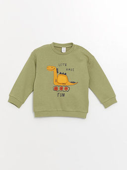 Bisiklet Yaka Uzun Kollu Bask?l? Erkek Bebek Sweatshirt ve E?ofman Alt 2li Tak?m - Waikiki фото 3