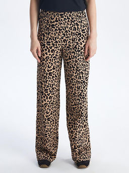 Beli Lastikli Leopar Desenli Kad?n Pantolon