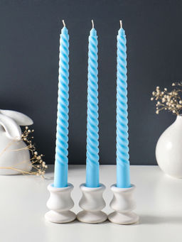 Свеча витая 25 см (набор 3 шт) 57 гр, 5 ч, цв. пастельно-голубой