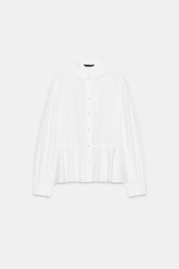 PEPLUM POPLIN SHIRT WITH BOW - Zara фото 7