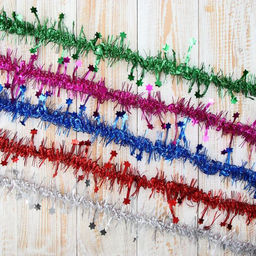 Цена за 10 шт. Мишура Фонарик ёжик звезда d-5 см, 200 см, микс