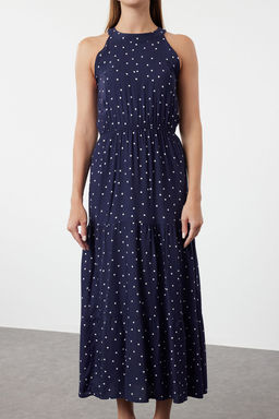 Siyah Soyut Desenli A Kesim Halter Yaka Maxi Dokuma Elbise TWOSS24EL01025 - Trendyolmilla фото 11