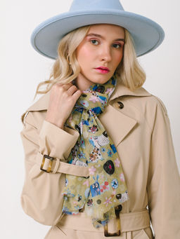 Большой, мягкий, тонкий и очень нежный двусторонний палантин с рисунком в стиле арт-деко - Tantino фото 6