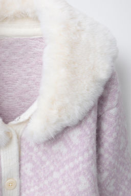 JACQUARD KNIT CARDIGAN WITH REMOVABLE FAUX FUR COLLAR - SKI COLLECTION - Zara фото 4