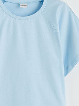 Bisiklet Yaka ?eritli Bol Fit K?z ?ocuk Ti??rt