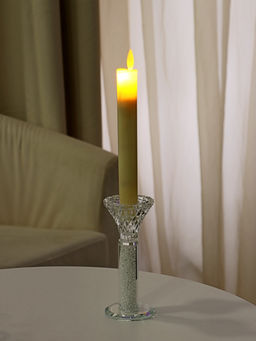 Стеклянный подсвечник на 1 свечу Тюльпан с белыми шариками, прозрачный, 14?6?6 см