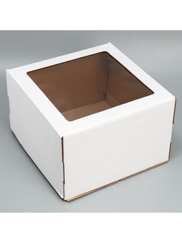 Цена за 5 шт. Коробка для торта с окном Белая 29,5 х 29,5 х 19 см
