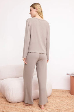 Vizon Baby Overloklu Yumusak Tuse K?sl?k Fitilli/Pointel Orme Pijama Tak?m? THMSS26PT00166 - Trendyolmilla фото 4