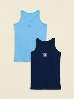 Bisiklet Yaka Bask?l? Pamuklu Erkek ?ocuk Atlet 2li