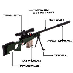 Снайперская винтовка AWM, с гильзами, стреляет мягкими пулями