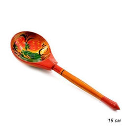 Ложка деревянная столовая полубаская роспись хохломская традиционная микс 1/ - Галеонтрейд фото 2