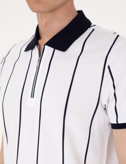 Lacivert _izgi Detayl_ Slim Fit Polo Yaka Ti__rt