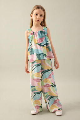 Блузка с узором на бретелях для девочки - Defacto фото 2