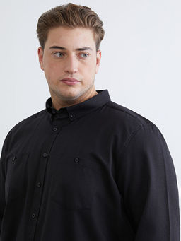 B?y?k Beden Regular Fit Uzun Kollu Gabardin Erkek G?mlek