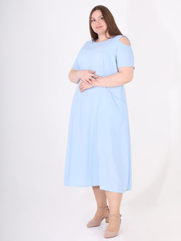 Платье АНАСТАСИЯ Мак с вырезами на плечах - Almond фото 4