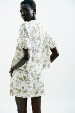 PRINTED TOP WITH CUTWORK EMBROIDERY - Zara фото 15