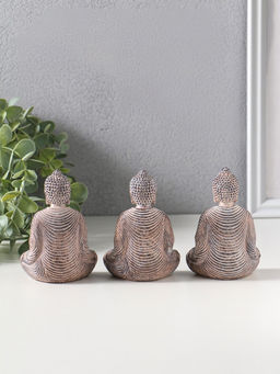 Набор фигурок 3 шт. полистоун «Три будды», беж с белым, 5×6.8×10.3 см
