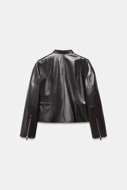 CHAQUETA PIEL 100% ZW COLLECTION LIMITED EDITION / Marr?n oscuro - Zara фото 8