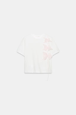 CAMISETA FLOR RELIEVE / Blanco - Zara фото 6