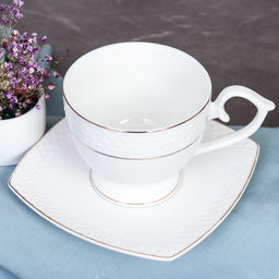 Чайный набор 12 предметов 300 мл на ножке / GA2-12G /уп 8/ костяной фарфор - Галеонтрейд фото 9