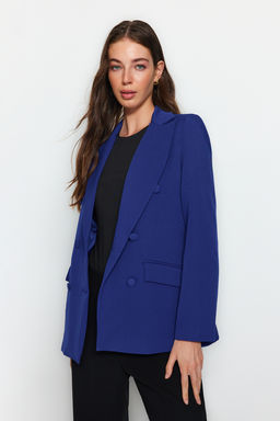 Saks Regular Astarl? Kruvaze Kapama Dokuma Blazer Ceket TWOSS21CE0137