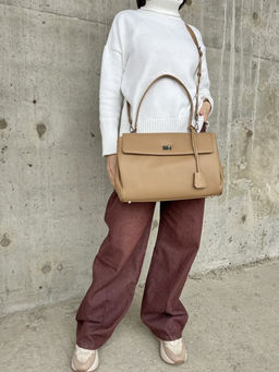 Женская кожаная сумка-портфель 8399-3 Бежевый - Sergio valentini фото 9