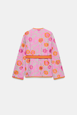KIMONO CINTUR?N BORDADOS FLORES / Rosa - Zara фото 7
